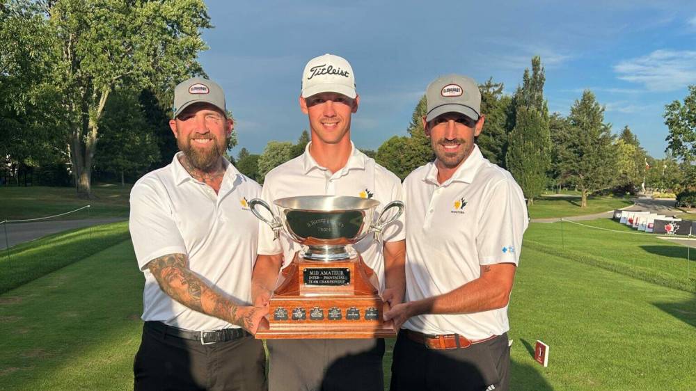 GOLF CANADA
Manitobans David Spurr, Evan Nachtigall and Jordy Lutz won the the Inter-Provincial Team title at the Canadian Men’s Mid-Amateur golf championship at Brantford Golf & Country Club in Brantford, Ont. on Aug. 19, 2026.
