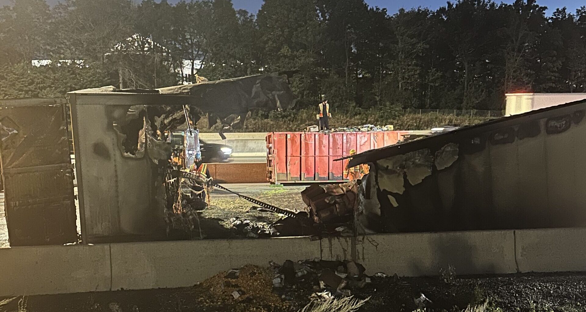 Transport truck fire shuts down Hwy. 401 EB collectors