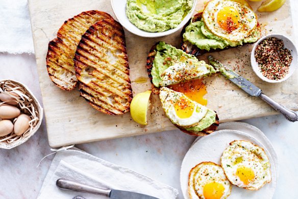 Adam Liaw’s cafe-style eggs with avocado toast