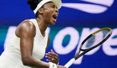 Venus Williams bows out of her 26th US Open with a 1st-round loss to Sofia Kenin