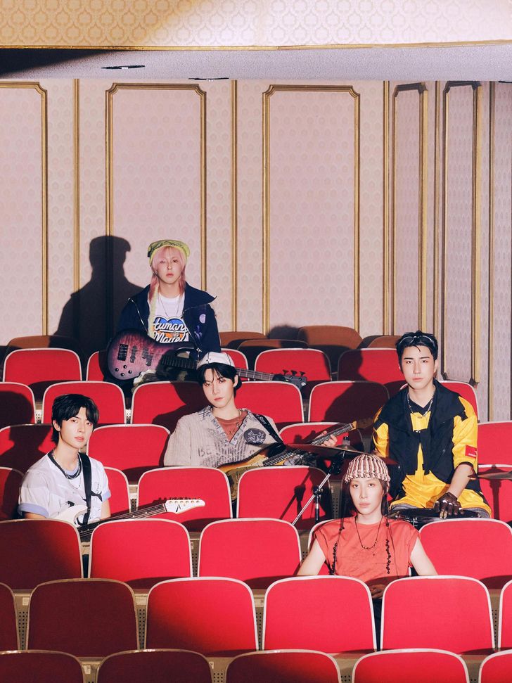 Members of rock band ONEWE pose for a photo ahead of the release of '面 : Unknown Atlas,' a 17-track album built around reworked fairy tales. Courtesy of RBW