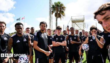 Newcastle United players at a training session at the club's pre-season training camp in Spain