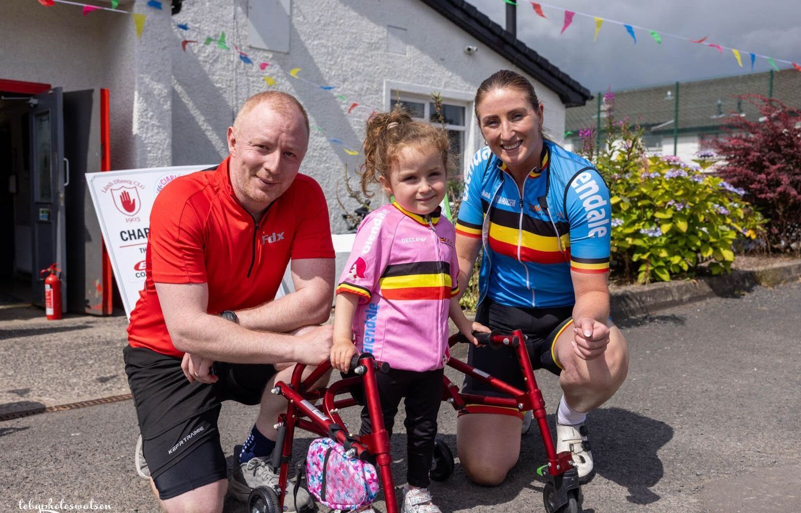 PEDAL POWER: Dad, Conor Herron, Ciarla Herron, and Ciara Doherty celebrating a successful fundraising event last weekend