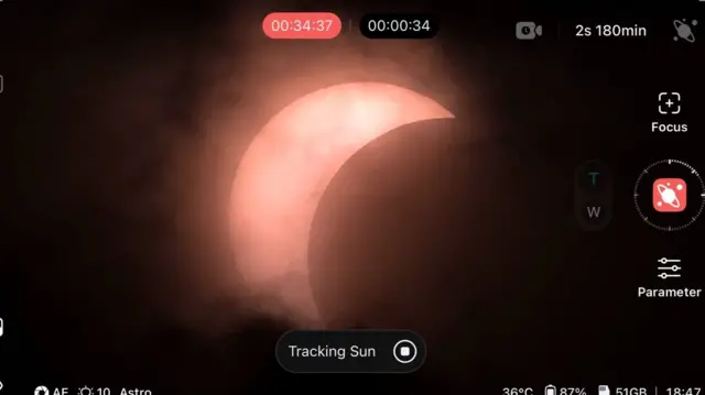 Image of the eclipse through Neil Martin's telescope