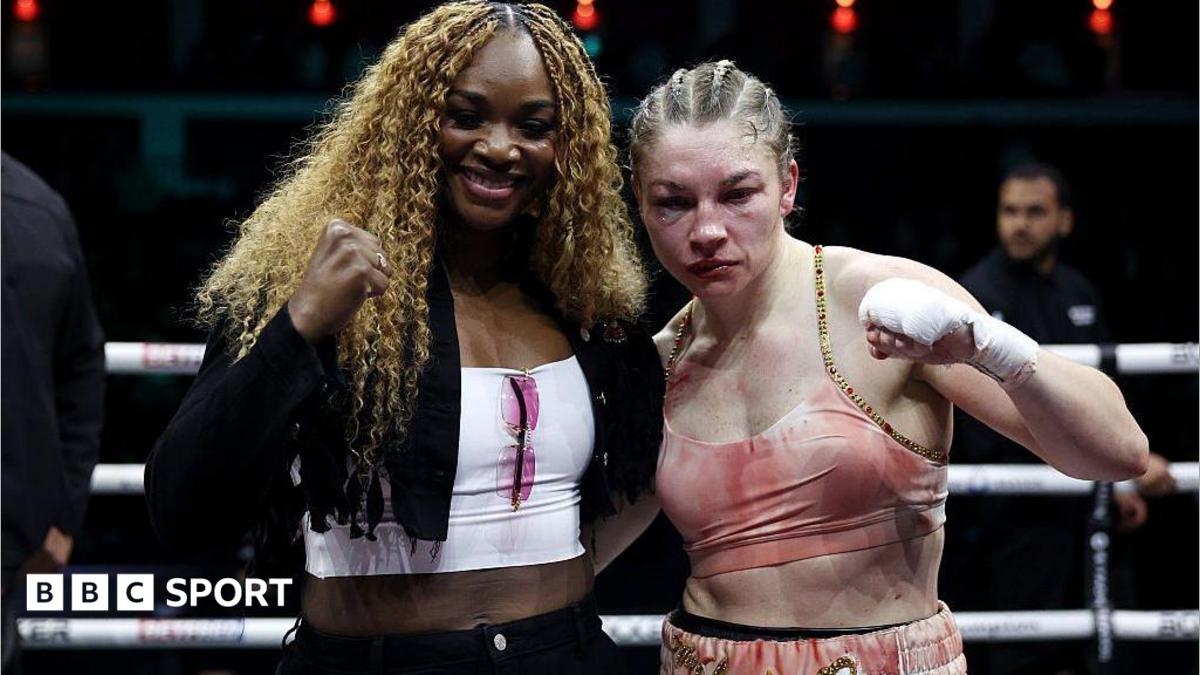 Claressa Shields and Lauren Price pose in Sheffield