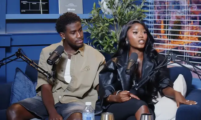 Love Island's Simba and Angelista Gunda pictured on 'Not My Bagg' podcast.