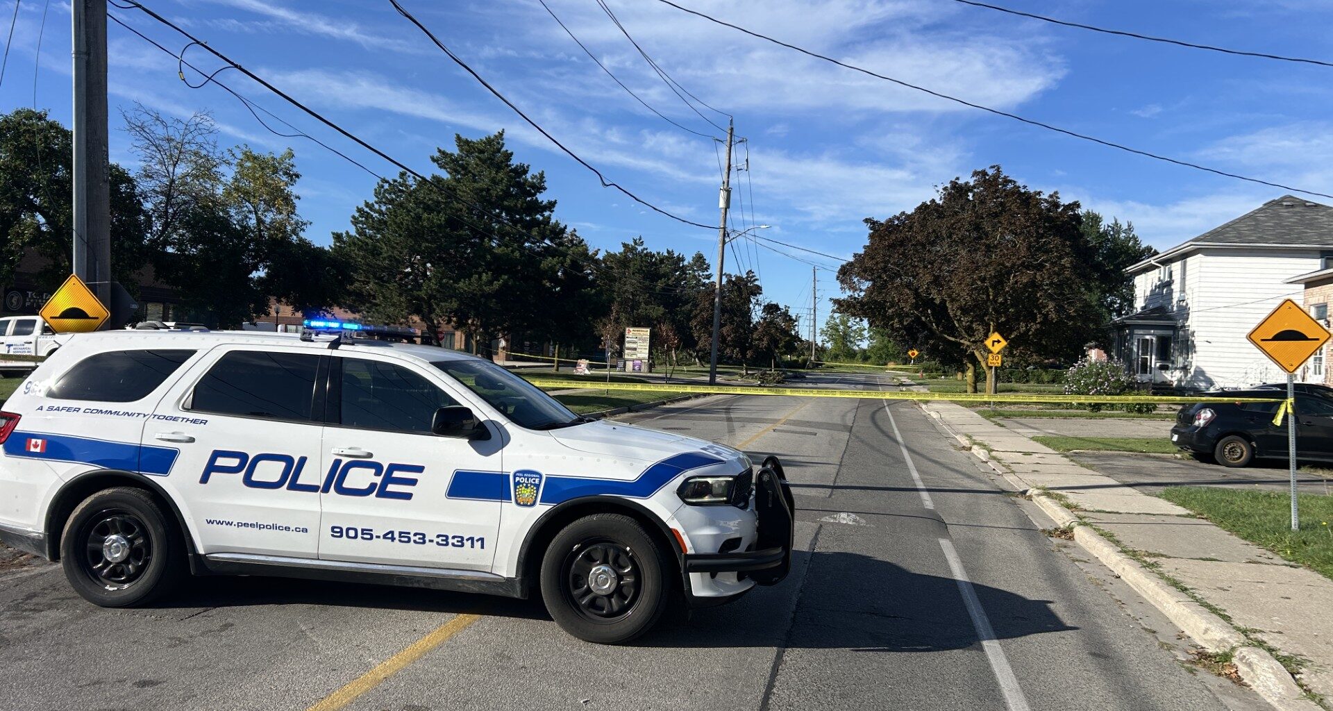 Brampton overnight crash knocks down hydro poles