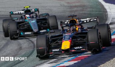 Max Verstappen's Red Bull leads Kimi Antonelli's Mercedes during the Austrian Grand Prix