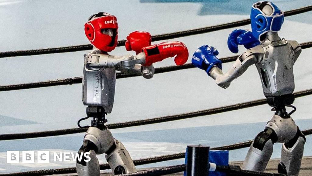 Robots compete in boxing, football and sprinting at World Humanoid Games