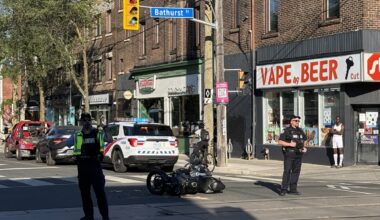 Motorcyclist rushed to hospital after crash at downtown Toronto intersection