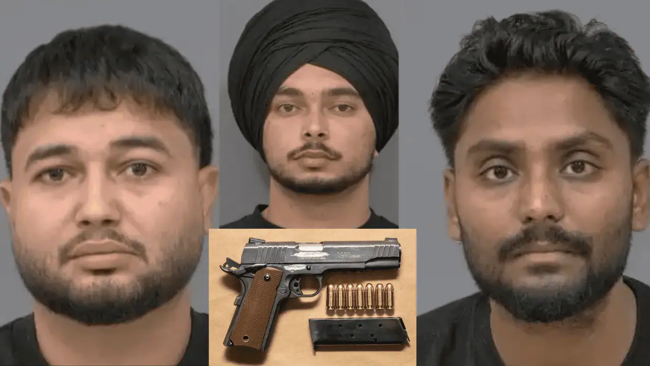 3 men charged after loaded handgun seized by police in Brampton.
