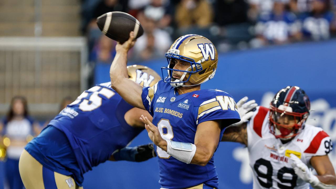 Blue Bombers put an end to Alouettes' seven-game win streak with beatdown