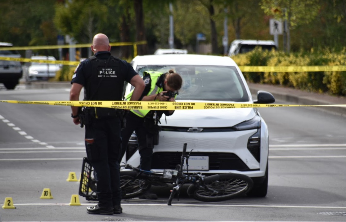 Cyclist taken to hospital after collision with vehicle in Surrey