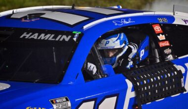 Credit: #11: Denny Hamlin, Joe Gibbs Racing, Progressive Insurance Toyota Camry celebrates his win