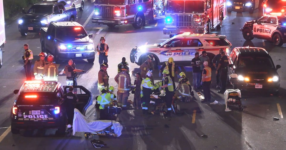 Vaughan crash leaved 2 seriously injured on Highway 400