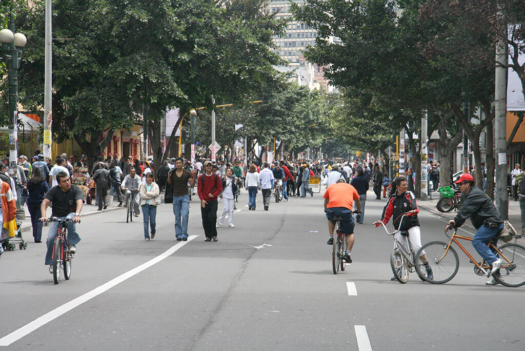 Riding the weekly Ciclovía in Bogotá (Photo by Aaron Naparstek)