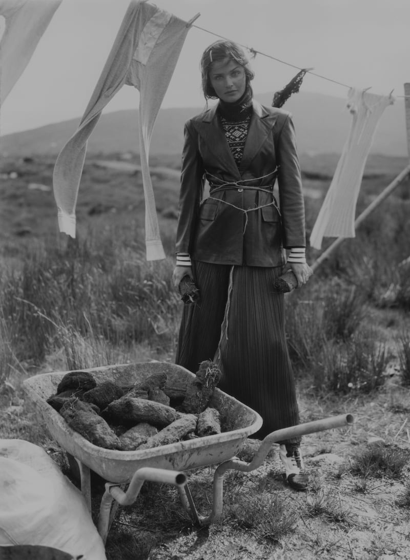 Perry Ogden's picture of Helena Christensen, Connemara, June 1993; Stylist: Isabella Stanhope. Make-up: Lucia Pieroni. Hair: Kerry Warn