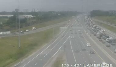Highway 401 ramp closure caused by tractor in ditch