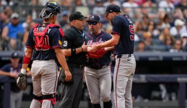 Atlanta Braves ace Chris Sale ejected by umpire Dan Merzel before start of game against New York Yankees