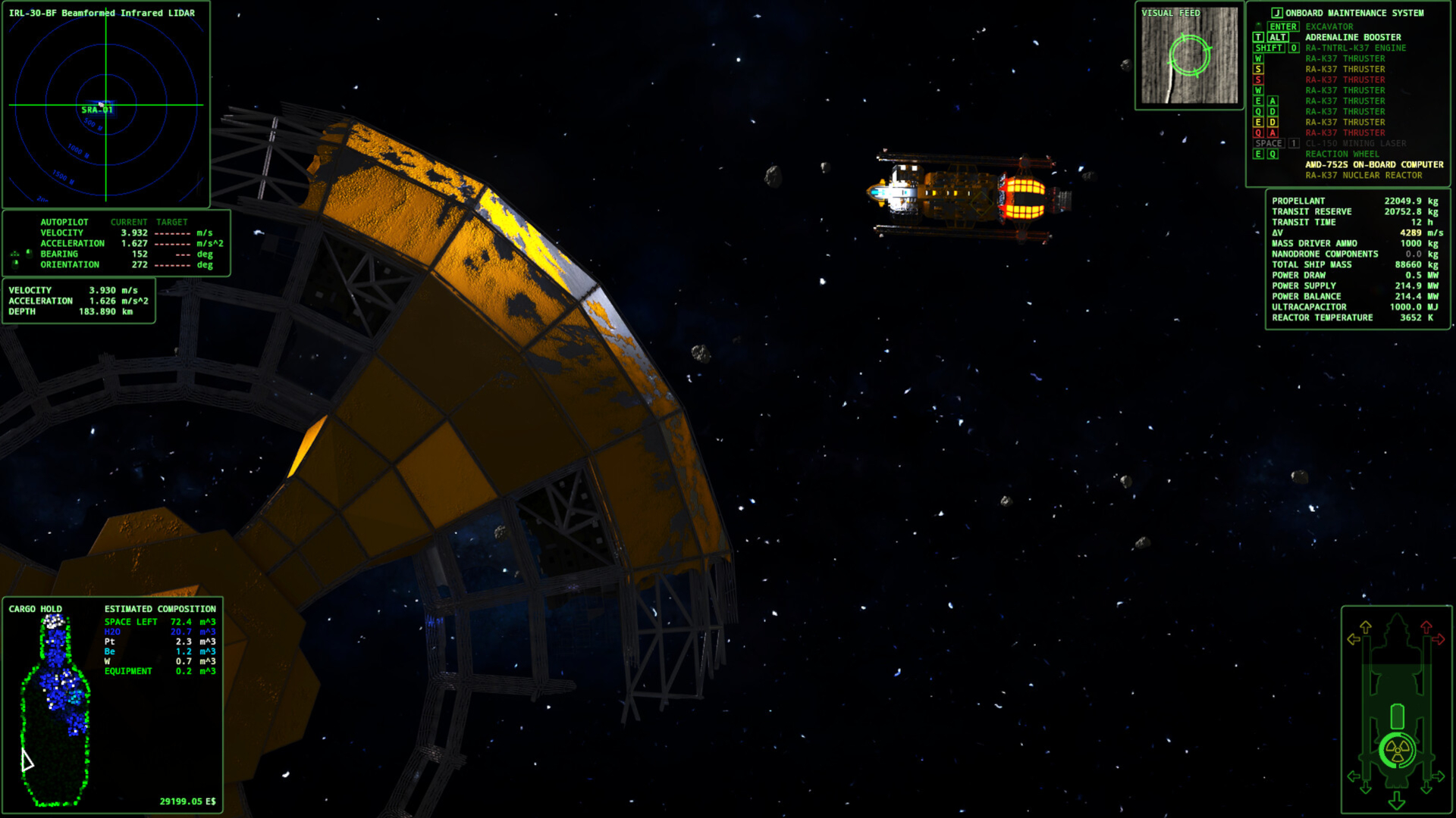 Screenshot from sci-fi debris clear-up and mining game "ΔV: Rings of Saturn".