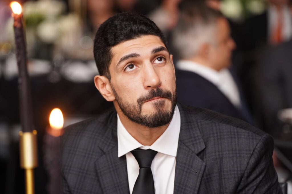 Enes Kanter Freedom attends the Algemeiner 50th Anniversary J100 Gala at The Ziegfeld Ballroom.