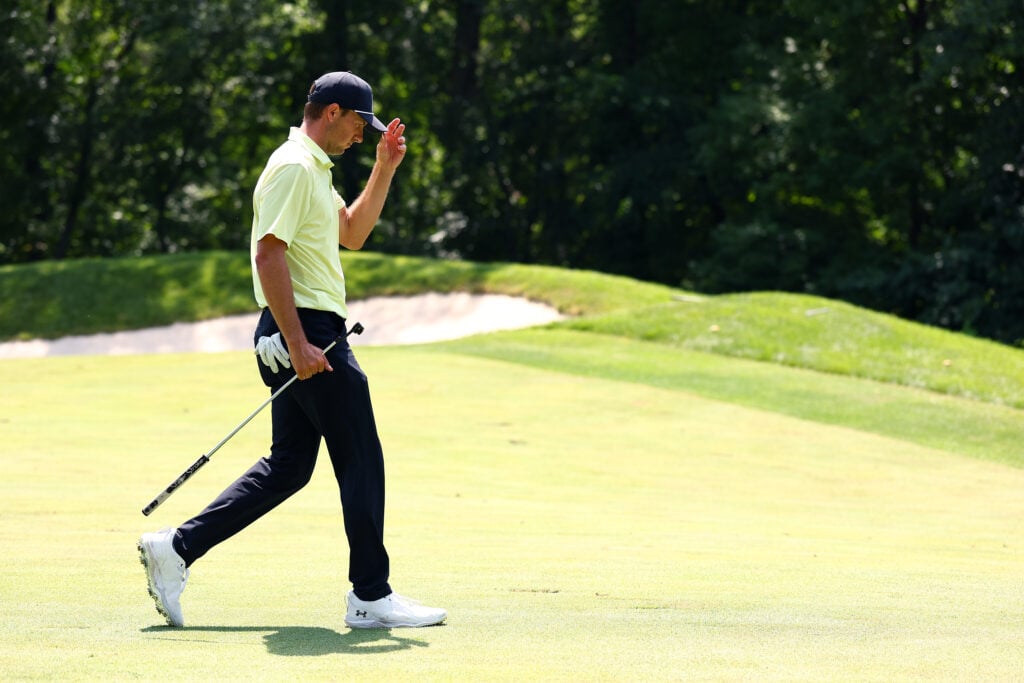 Jordan Spieth of the United States walks the sixth hole during the second round of the John Deere Classic 2026 at TPC Deere Run