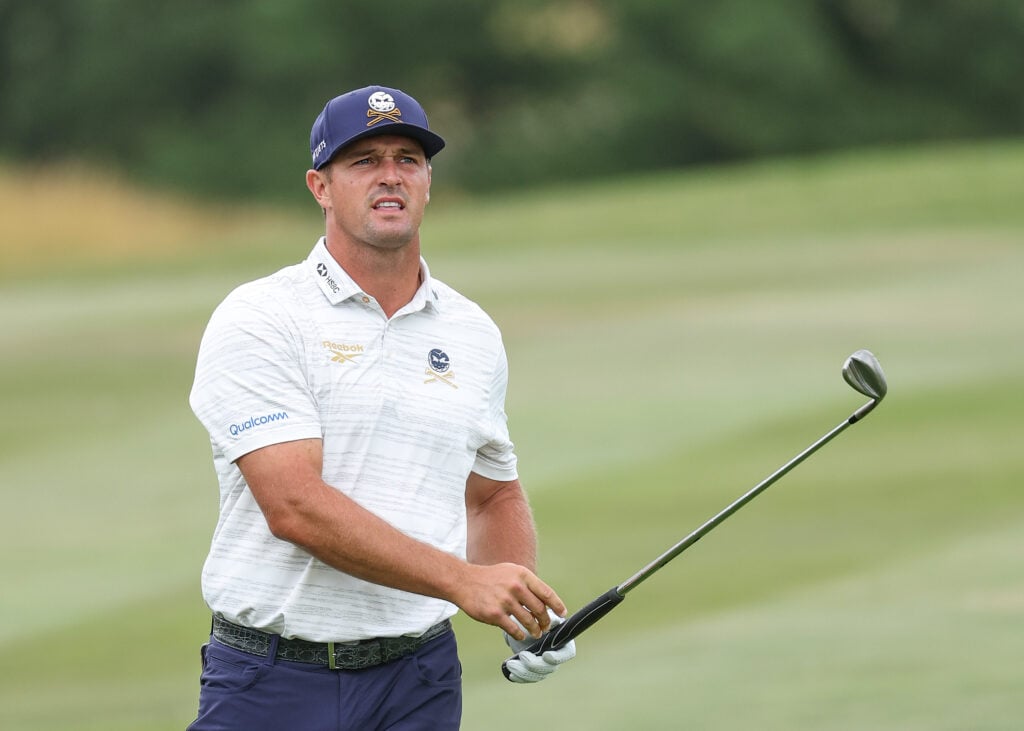 Bryson DeChambeau of The United States walks off the green on the 18th hole during the third round of LIV Golf United Kingdom Presented by JCB at JCB Golf & Country Club on July 25, 2026 in Uttoxeter, England.
