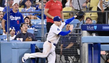 Freddie Freeman avoids injury in dugout fall – NBC Los Angeles