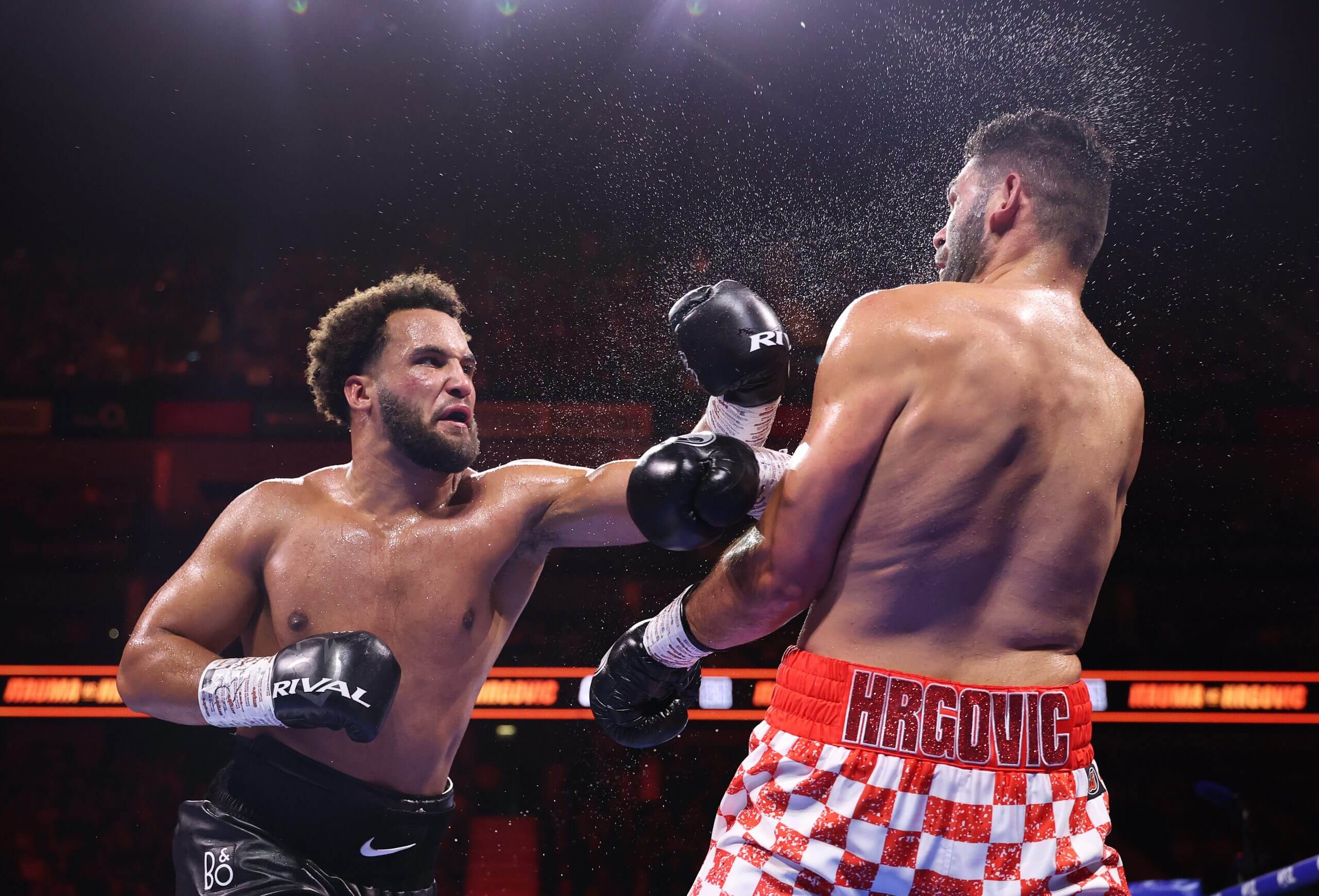 Moses Itauma swings a left during his loss to Filip Hrgovic