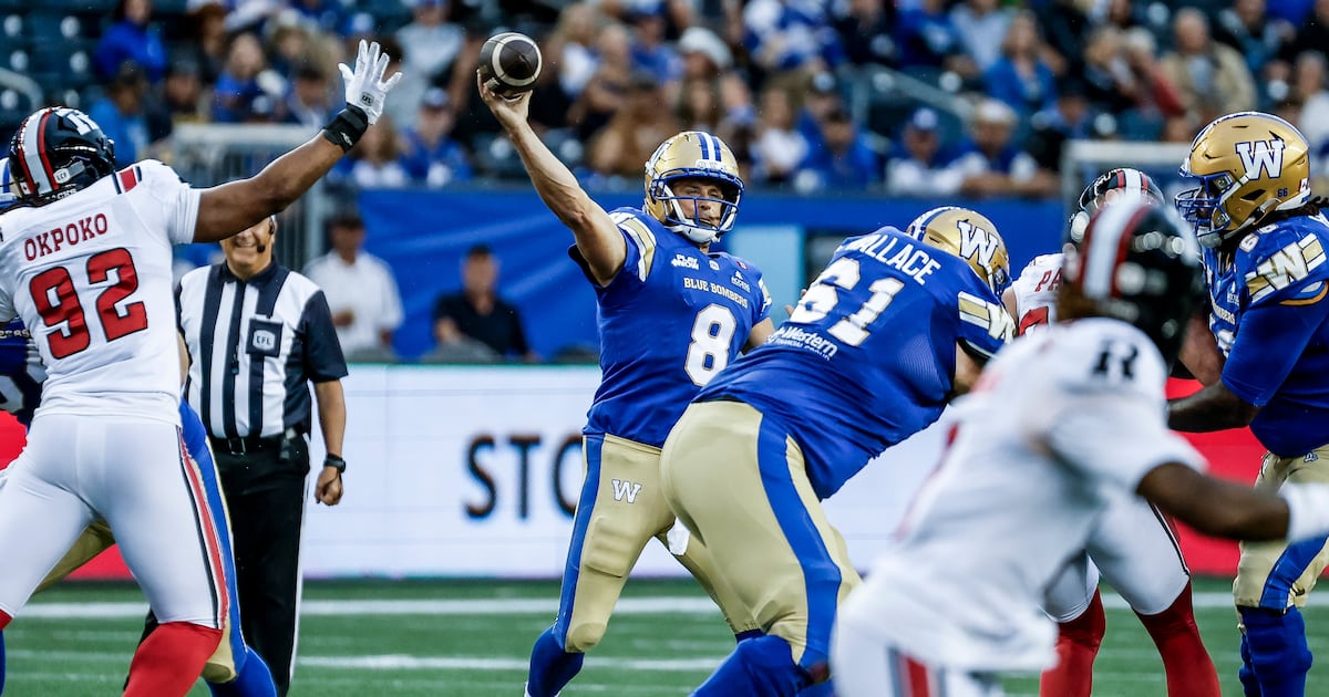 Quarterback Zach Collaros dressed, but not active at Winnipeg Blue Bombers practice