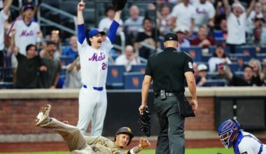 Benge and Ewing nail the Padres at home plate as the Mets hang on for a 2-1 victory