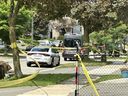 Investigators at the scene of a fatal police shooting on Delfi Rd. in Mississauga on Thursday, Aug. 6, 2026.
