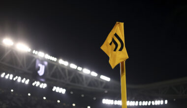TURIN, ITALY - MARCH 07: A detailed view of the corner flag inside the Juventus Stadium prior to the Serie A match between Juventus FC and Pisa SC at Juventus Stadium on March 07, 2026 in Turin, Italy. (Photo by Giuseppe Cottini/Getty Images)
