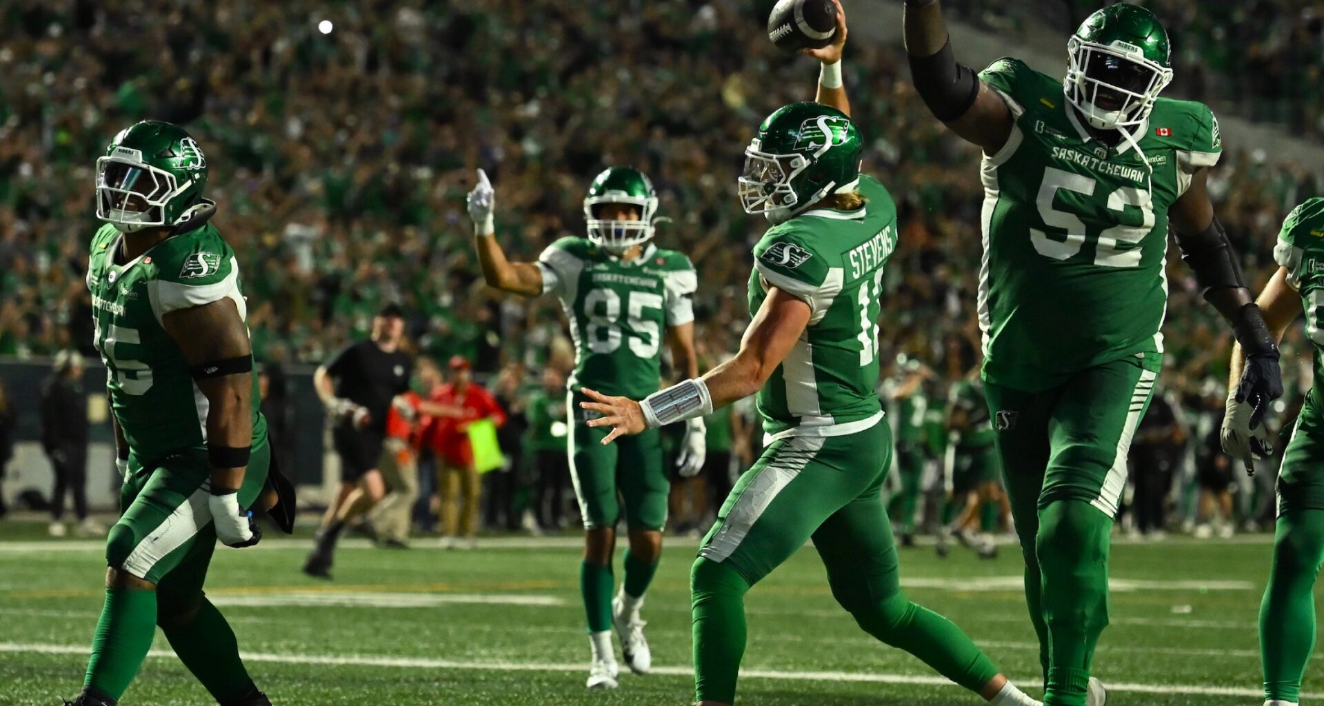 Tommy Stevens scores hat-trick of touchdowns as Riders overpower REDBLACKS