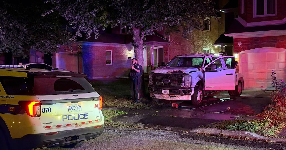 Brampton tow truck catches fire overnight