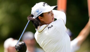 Ruoning Yin chips in for birdie on 18 to take the 3rd-round lead at TPC Boston