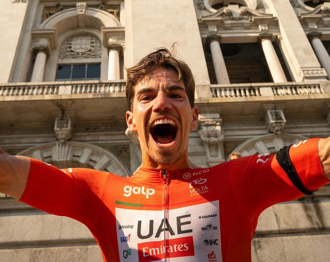 Rui Oliveira celebrates his first victory on the road