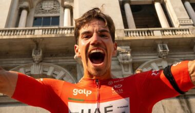 Rui Oliveira celebrates his first victory on the road
