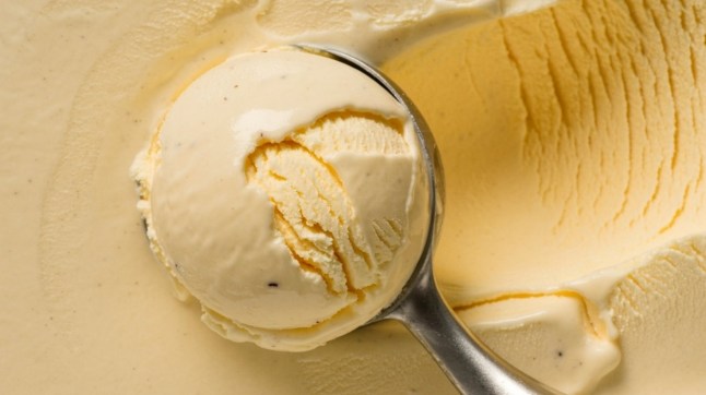 Classic vanilla ice cream being scooped