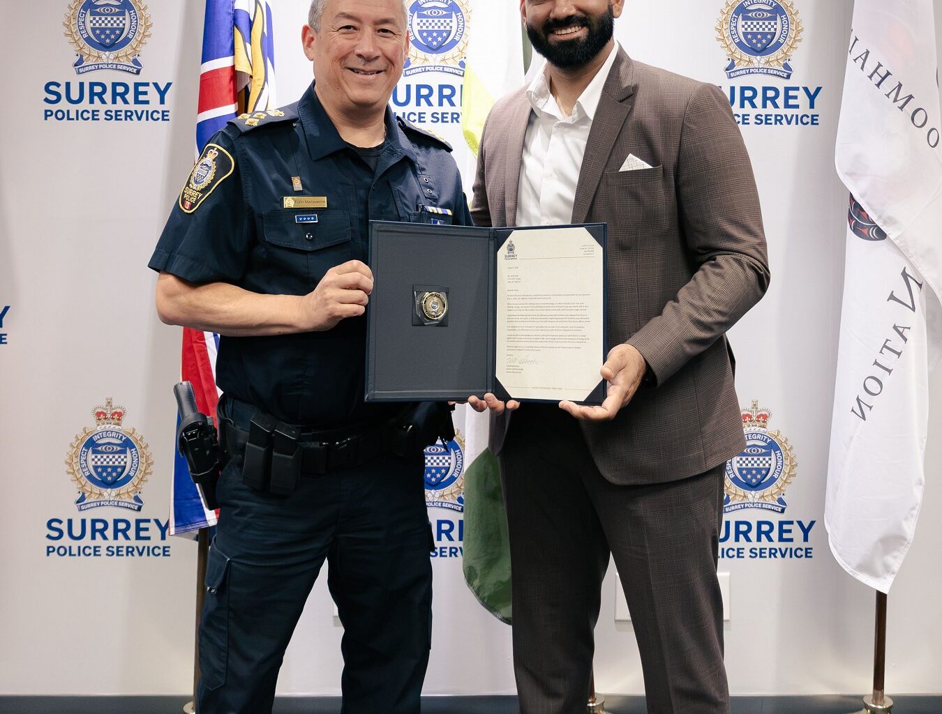 Moti Johal honoured by Surrey Police for heroic save of autistic child