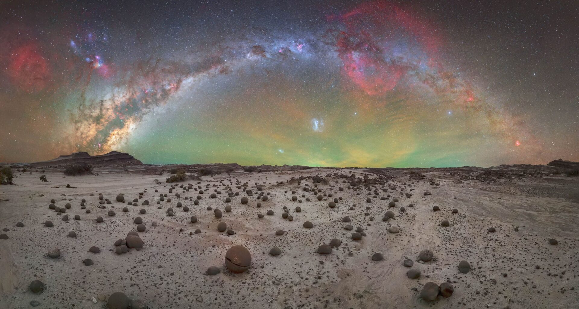 "This photo captures the first full Milky Way arch ever taken at this location," revealing the night sky over Argentina's UNESCO site, a landscape shaped over 200 million years and home to Earth's only complete Triassic record