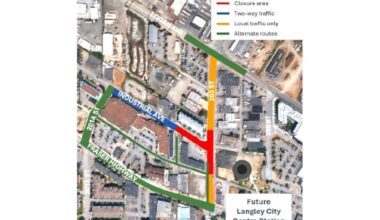 SkyTrain work requires Langley City road closures