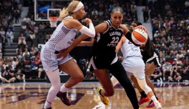 A'ja Wilson scores 27, Aces outlast short-handed Tempo in Vancouver