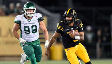 Tre Ford leads Ticats rally past Riders to end three-game skid