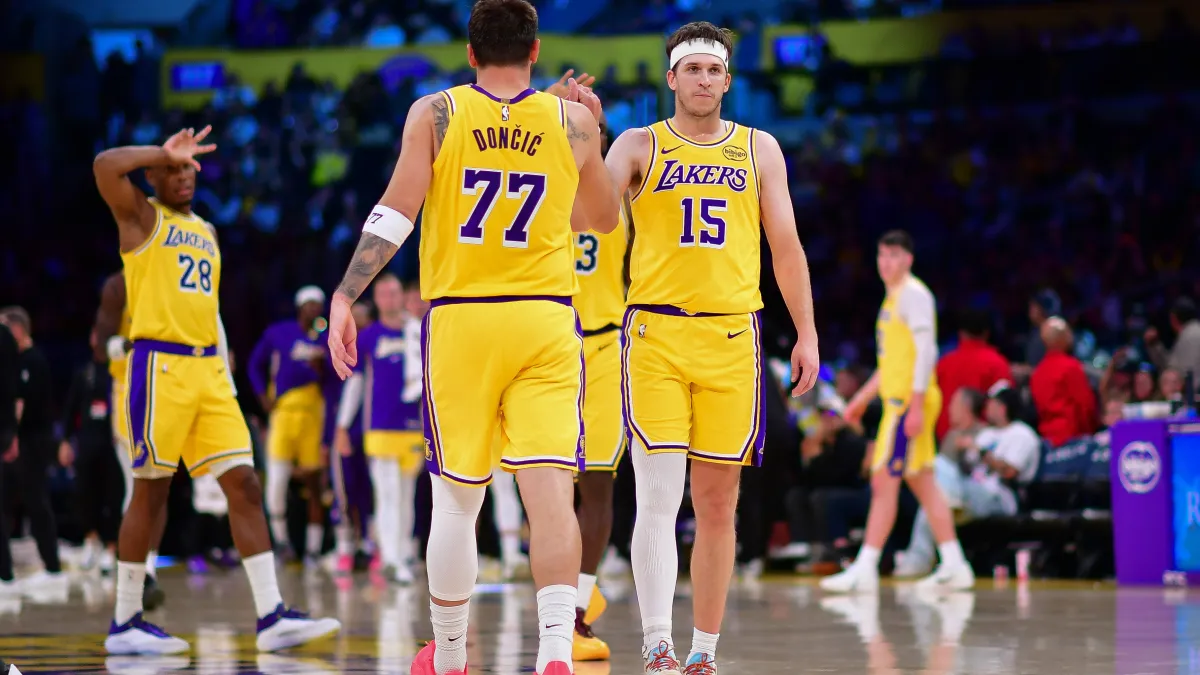 Lakers predicted to trade Jarred Vanderbilt, major draft capital for $88M Luka Doncic rim runner image