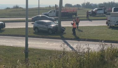 Vehicle crashes into power pole in NW Calgary
