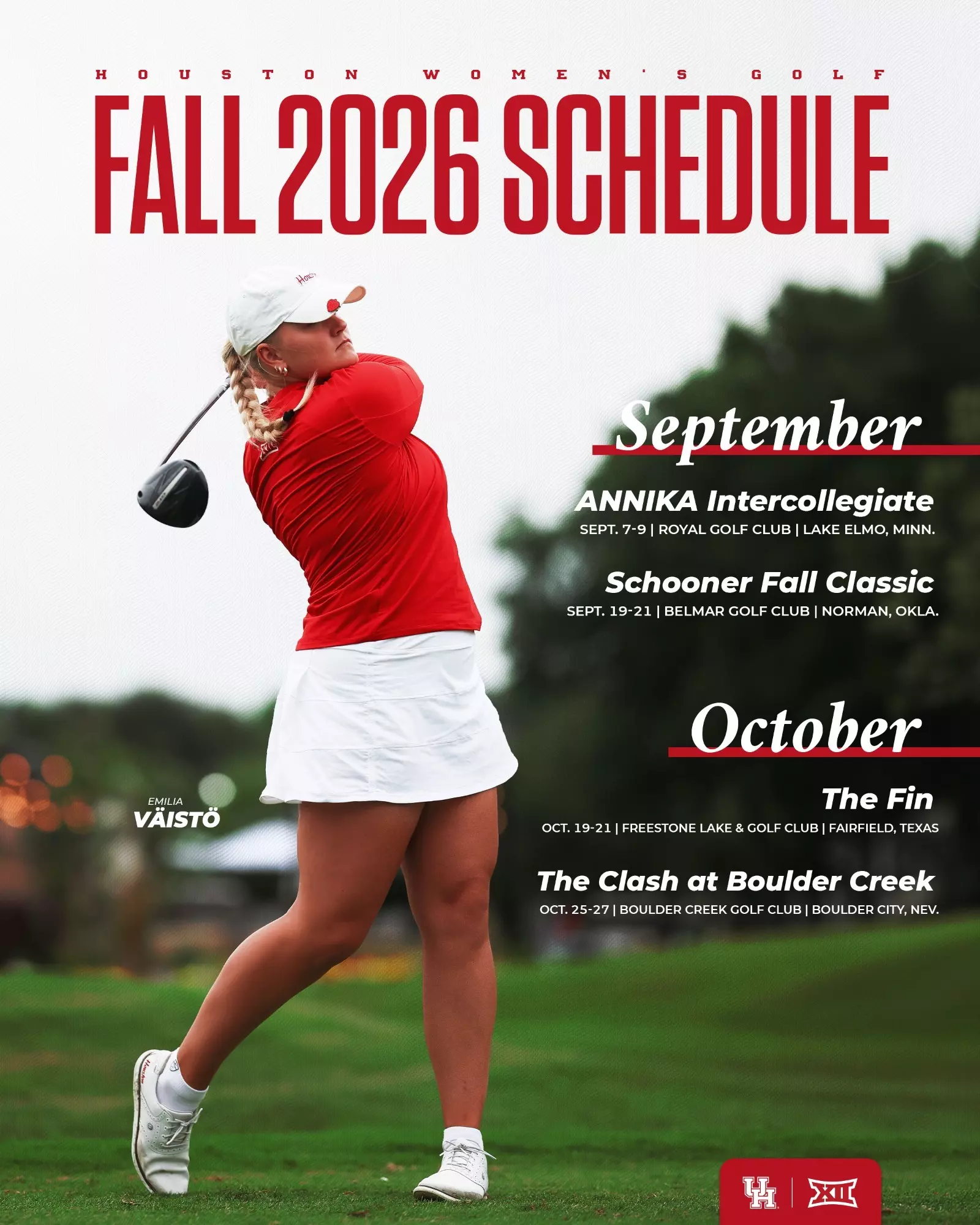 Emilia Väistö, 2026-27 Women's Golf Fall Schedule