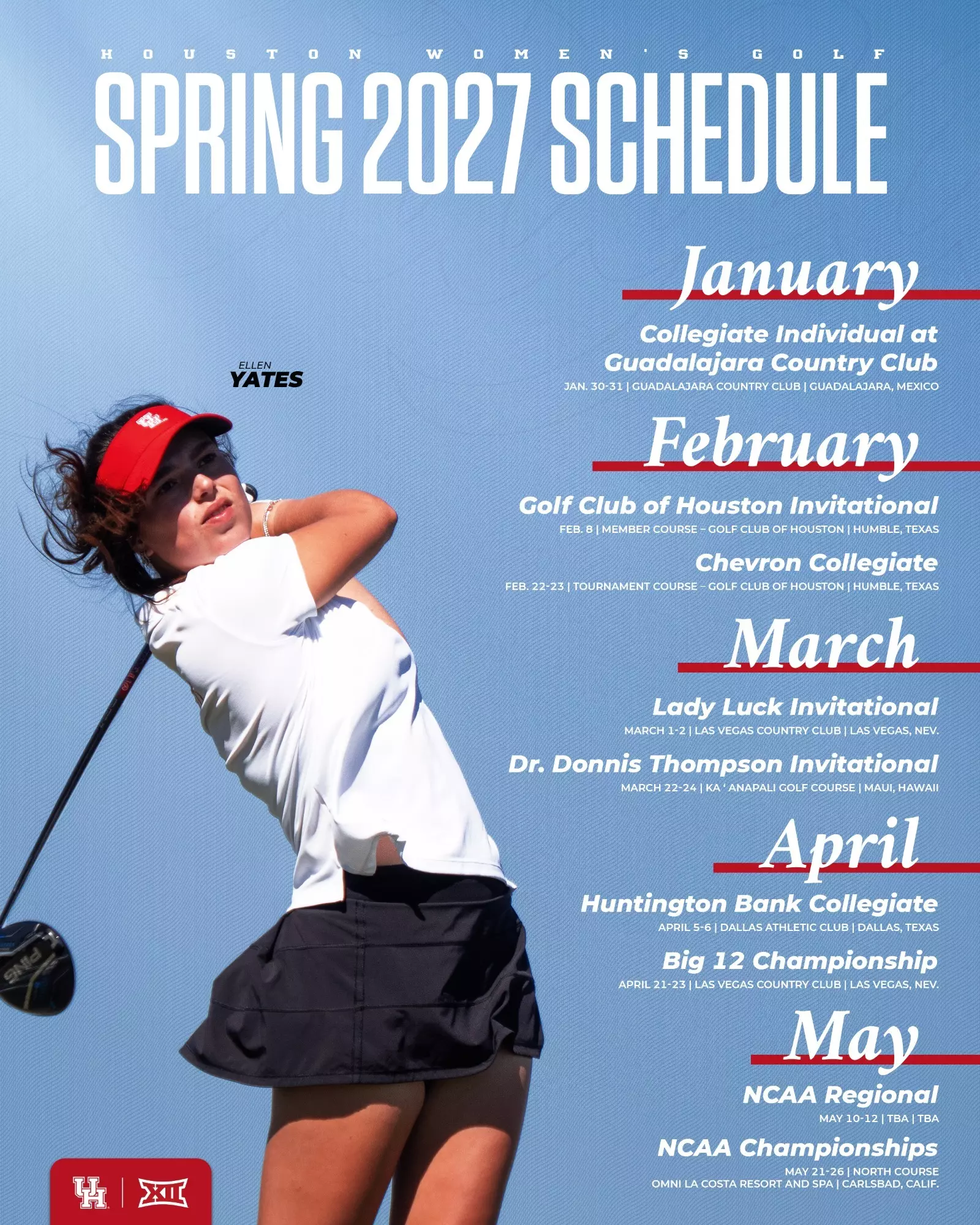 Ellen Yates, 2026-27 Women's Golf Spring Schedule