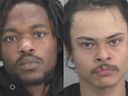 (L) Shemar Walters, 27, of Toronto, and (R) Ethan Gangasingh, 20, of Toronto, face a slew of charges for the alleged trafficking of youth for sexual services in Hamilton and Toronto.