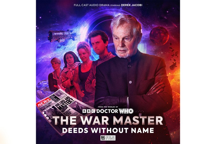 War Master Cover art for The War Master: Deeds Without Name, featuring Derek Jacobi as the Master stood next to the supporting cast.